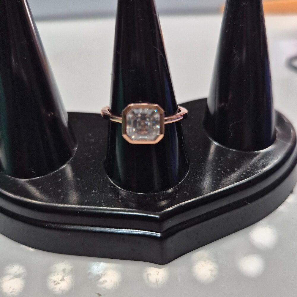 3 ct moissanite ascher cut ring. Size 8 in s925 champagne gold plating